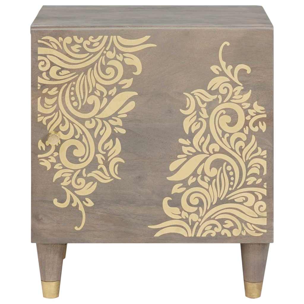 Vidaxl nachtkastje met deur grijs 40 x 33 x 46 cm massief mango hout