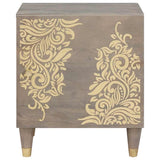 Vidaxl nachtkastje met deur grijs 40 x 33 x 46 cm massief mango hout