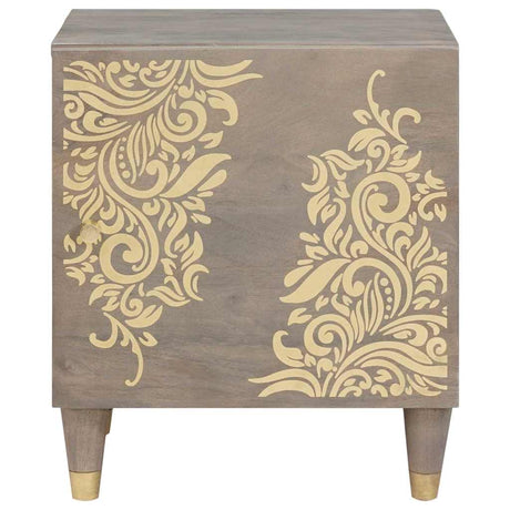 Vidaxl nachtkastje met deur grijs 40 x 33 x 46 cm massief mango hout