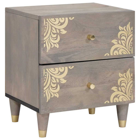 Vidaxl nachtkastje grijs 40 x 33 x 46 cm massief mango hout
