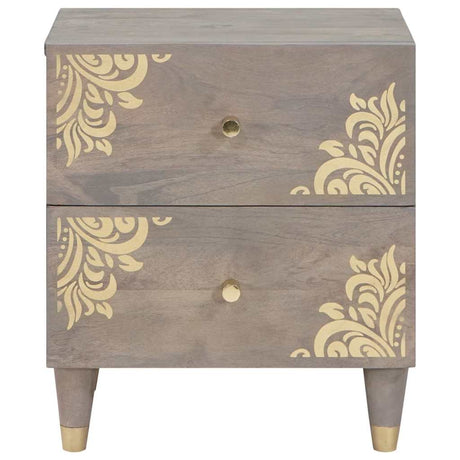 Vidaxl nachtkastje grijs 40 x 33 x 46 cm massief mango hout