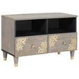 Vidaxl tv-kast met lade grijs 70 x 33 x 46 cm massief mango hout