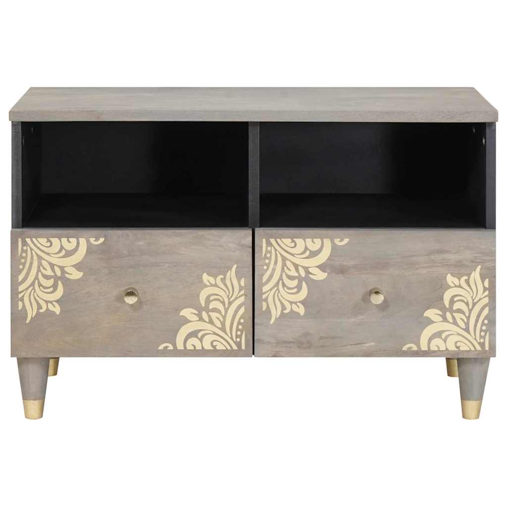 Vidaxl tv-kast met lade grijs 70 x 33 x 46 cm massief mango hout