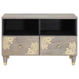 Vidaxl tv-kast met lade grijs 70 x 33 x 46 cm massief mango hout