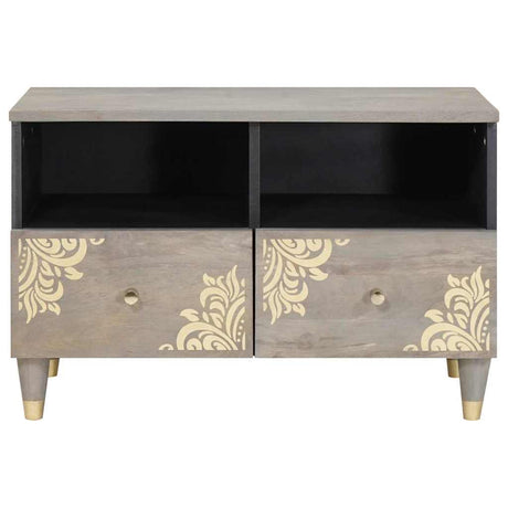 Vidaxl tv-kast met lade grijs 70 x 33 x 46 cm massief mango hout