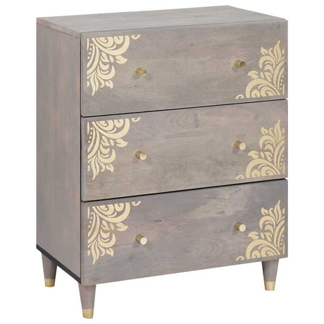 Vidaxl dressoir grijs en goud 60 x 33 x 75 cm massief mango hout
