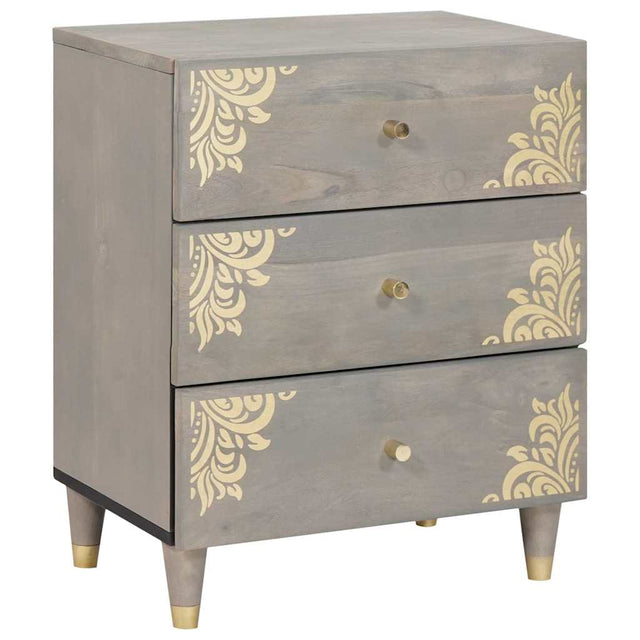 Vidaxl nachtkastje met lade grijs 50 x 33 x 62 cm massief mango hout