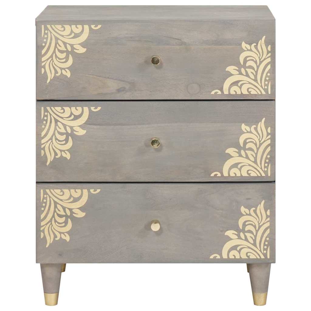 Vidaxl nachtkastje met lade grijs 50 x 33 x 62 cm massief mango hout