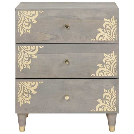 Vidaxl nachtkastje met lade grijs 50 x 33 x 62 cm massief mango hout