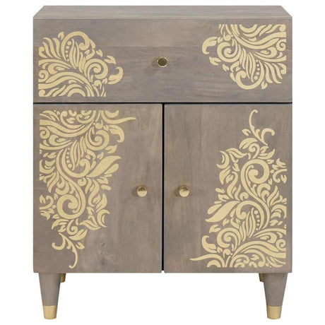 Vidaxl nachtkastje met deur grijs 50 x 33 x 60 cm massief mango hout