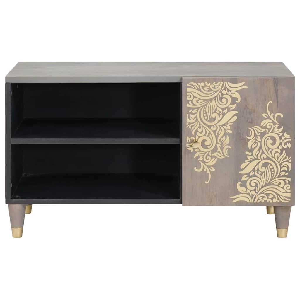 Vidaxl tv-kast grijs 80 x 33 x 46 cm massief mango hout