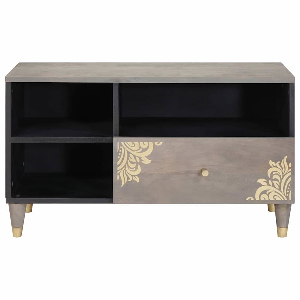 Vidaxl tv-kast met lade grijs 80 x 33 x 46 cm massief mango hout