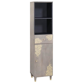 Vidaxl badkamerkast met lade grijs 38 x 33 x 160 cm massief mango hout