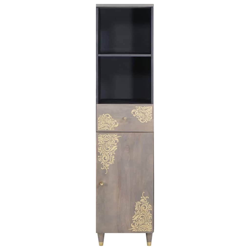 Vidaxl badkamerkast met lade grijs 38 x 33 x 160 cm massief mango hout
