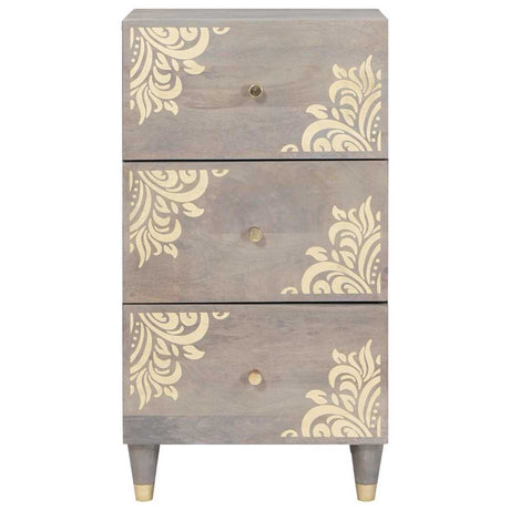 Vidaxl dressoir grijs en goud 40 x 33 x 75 cm massief mango hout