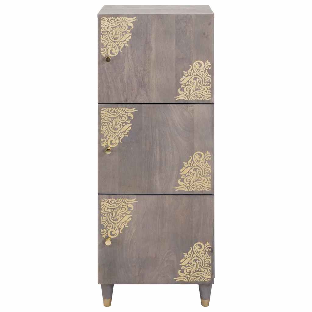 Vidaxl hoge kast grijs en goud 40 x 33 x 110 cm massief mango hout