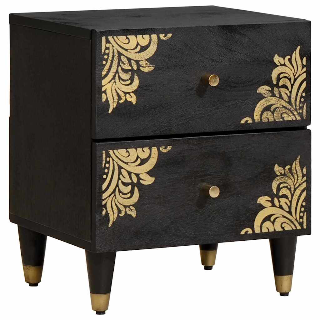 Vidaxl nachtkastje 2 st zwart 40 x 33 x 46 cm massief mango hout