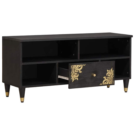 Vidaxl tv-kast met lade zwart 100 x 33 x 46 cm massief mango hout