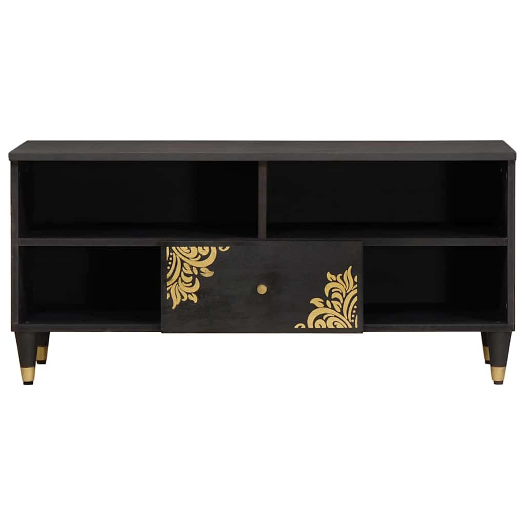 Vidaxl tv-kast met lade zwart 100 x 33 x 46 cm massief mango hout