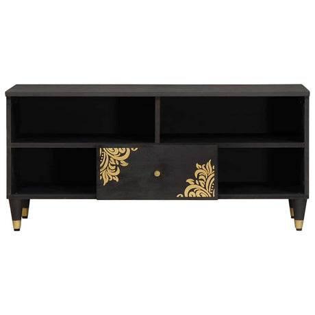 Vidaxl tv-kast met lade zwart 100 x 33 x 46 cm massief mango hout