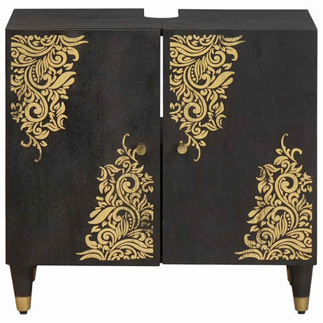 Vidaxl wastafelkast zwart 62 x 33 x 58 cm massief mango hout
