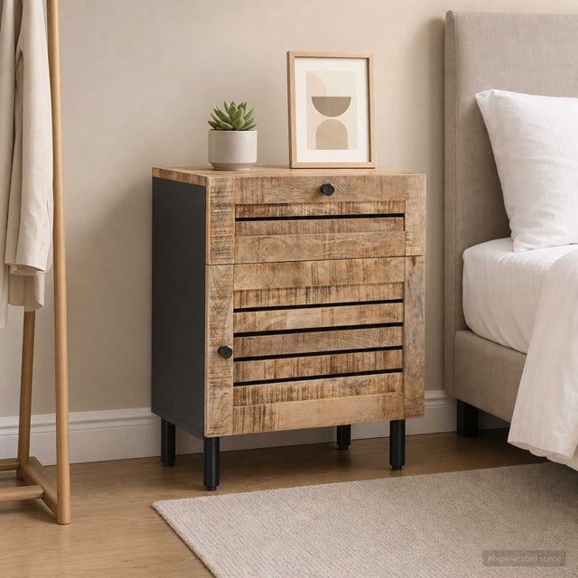 Vidaxl nachtkastje naturel 50 x 33 x 60 cm massief mango hout