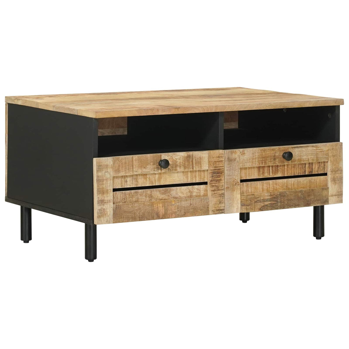 Vidaxl salontafel bruin en zwart 80 x 54 x 40 cm massief mango hout