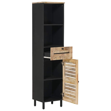 Vidaxl badkamerkast met lade bruin en zwart 38 x 33,5 x 160 cm