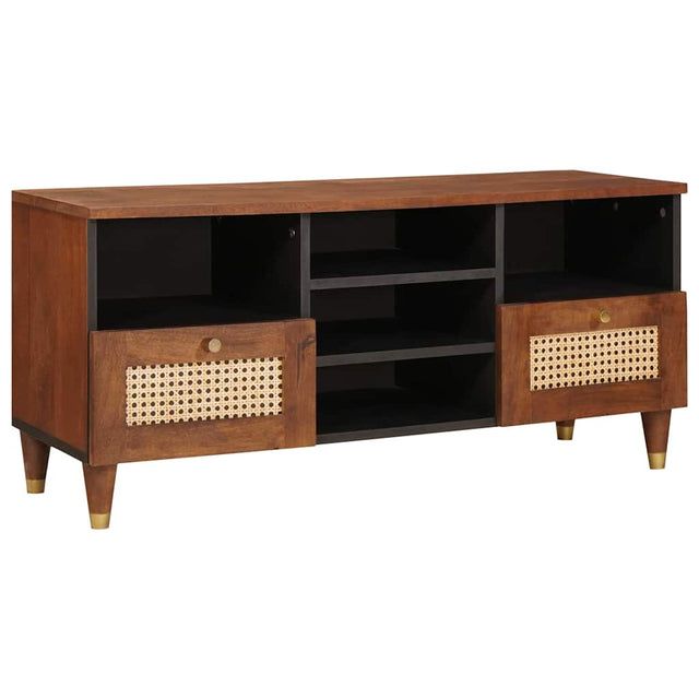 Vidaxl tv-kast met lade bruin 100 x 33,5 x 46 cm massief mango hout
