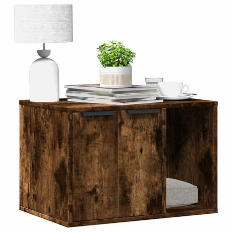 Vidaxl kattenbakkast 60x40x40 cm bewerkt hout gerookt eikenkleurig