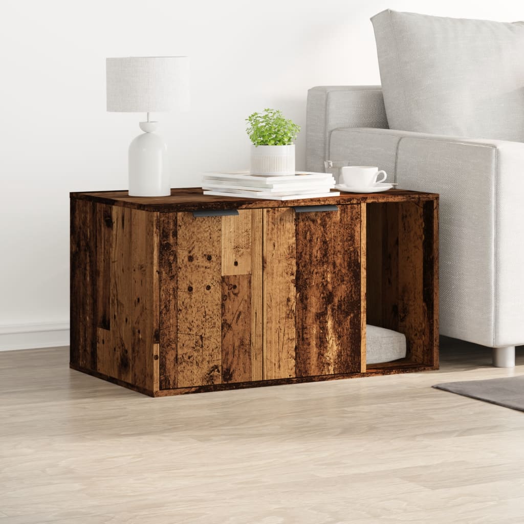 Vidaxl kattenbakkast 80x50x45 cm bewerkt hout oud houtkleurig