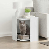 Vidaxxl Katzentoilette 42x42x51 cm, lackiertes Holz weiß