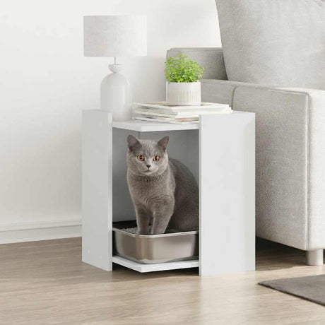 Vidaxxl Katzentoilette 42x42x51 cm, lackiertes Holz weiß