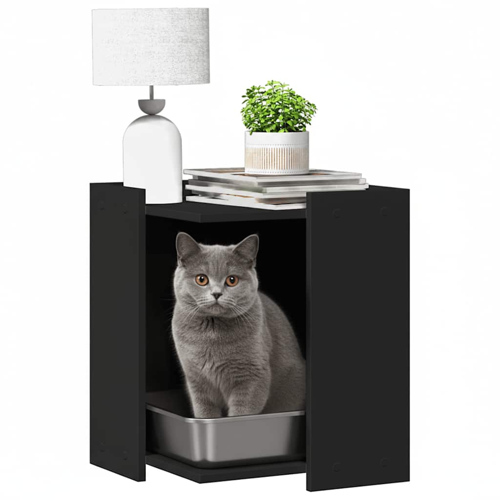 Vidaxx Katzentoilette 42x42x51 cm lackiertes Holz schwarz