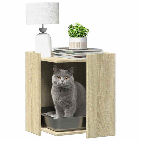 Vidaxxl Katzentoilette 42x42x51 cm Fertigholz Sonoma-Eiche gefärbt