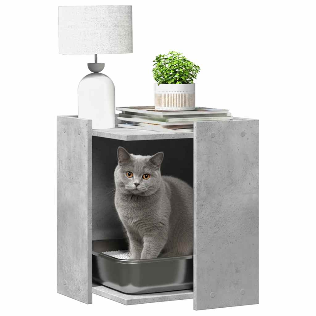 Vidaxxl Katzentoilette 42x42x51 cm Holzwerkstoff betongrau