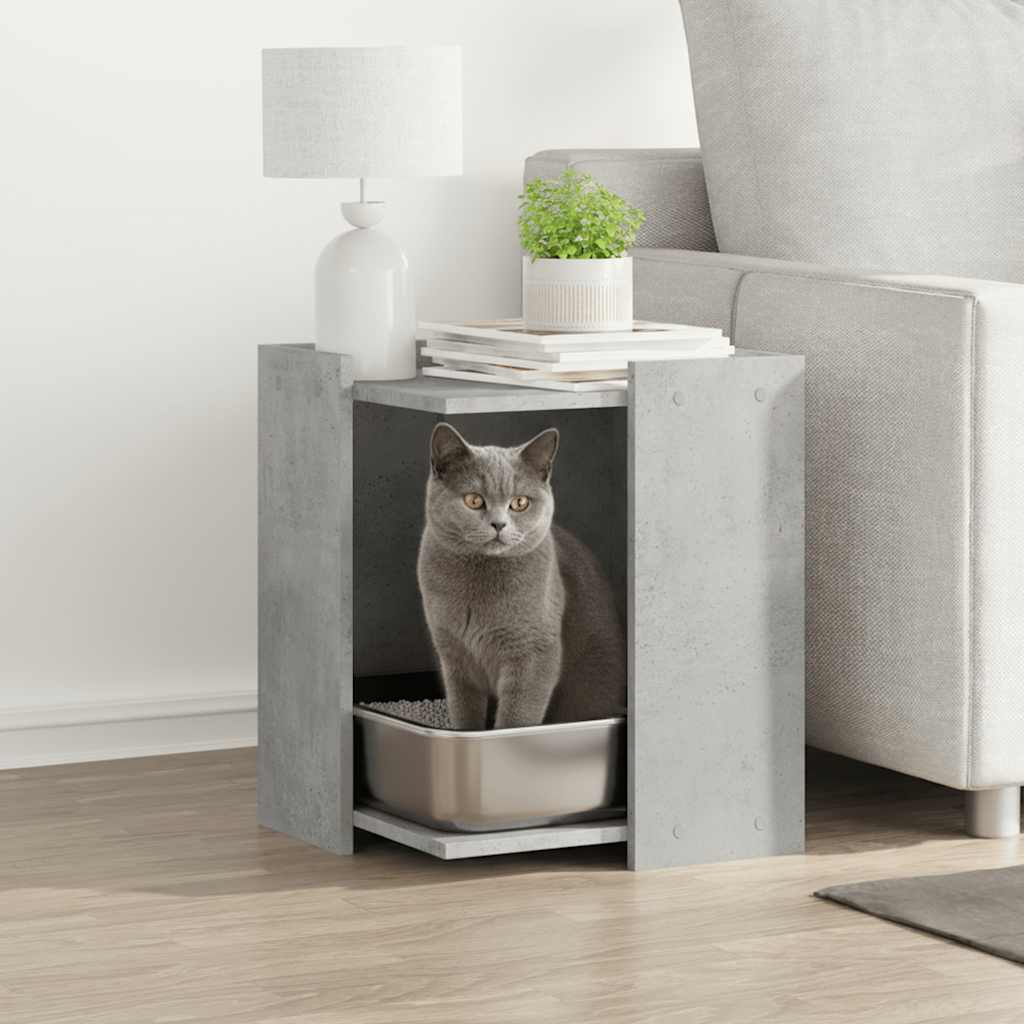 Vidaxxl Katzentoilette 42x42x51 cm Holzwerkstoff betongrau