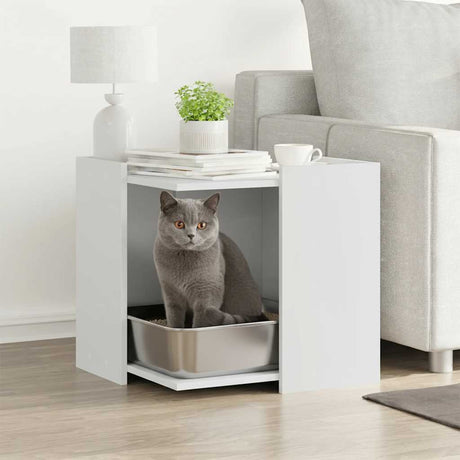 Vidaxxl Katzentoilette 53x53x51 cm, lackiertes Holz weiß