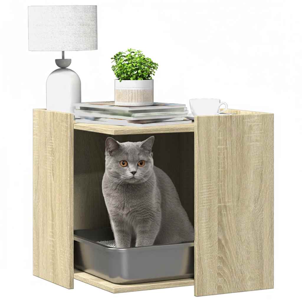 Vidaxxl Katzentoilette 53 x 53 x 51 cm, lackiert in Sonoma-Eiche