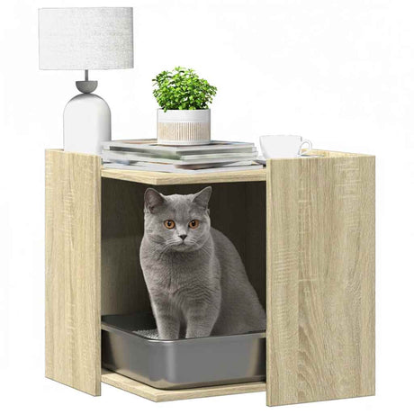 Vidaxxl Katzentoilette 53 x 53 x 51 cm, lackiert in Sonoma-Eiche