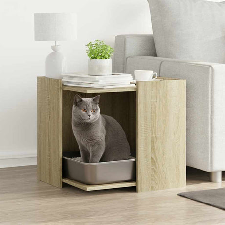 Vidaxxl Katzentoilette 53 x 53 x 51 cm, lackiert in Sonoma-Eiche