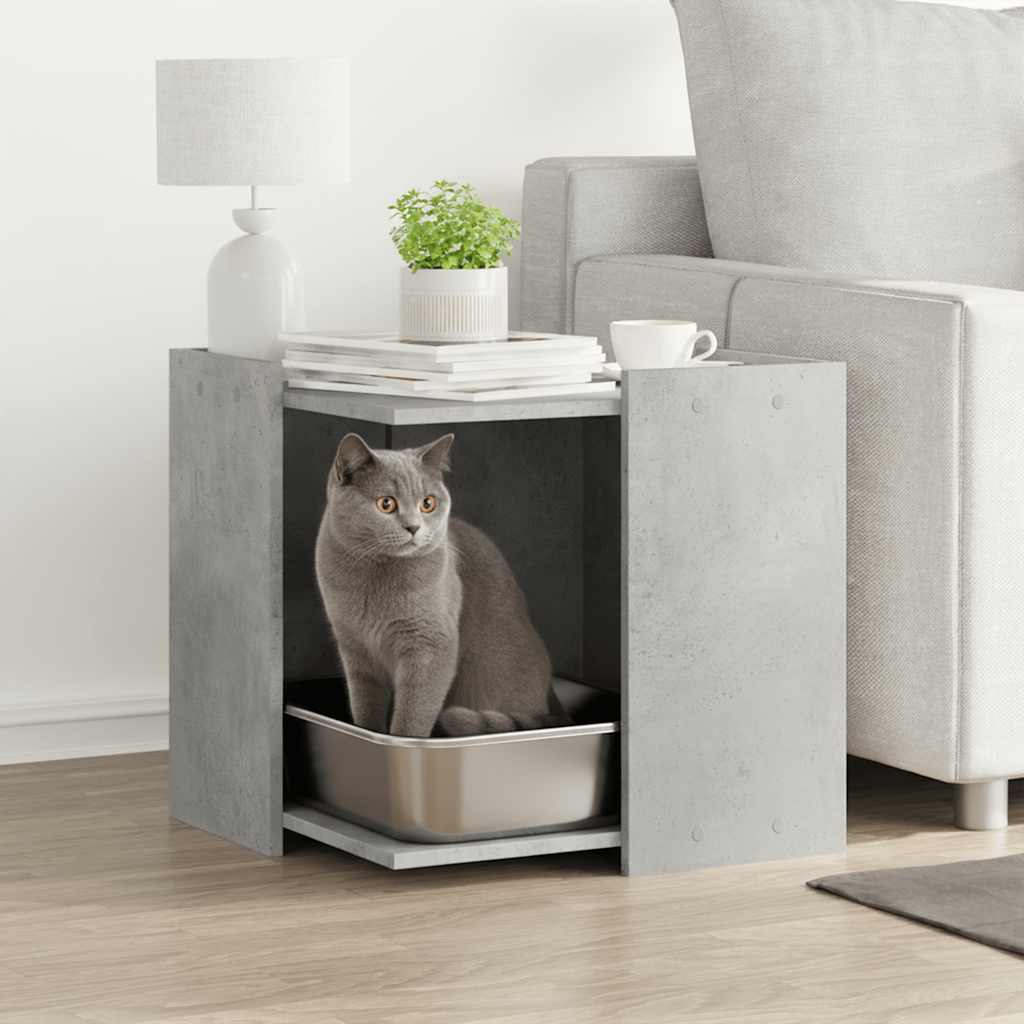 Vidaxxl Katzentoilette 53x53x51 cm Holzwerkstoff betongrau