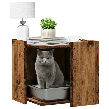 Vidaxxl Katzentoilette 53x53x51 cm fertiges Holz, altholzfarben