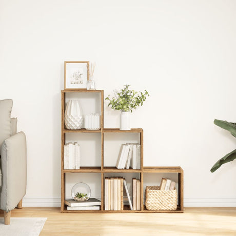 Vidaxl kamerscherm boekenkast 3-laags 99x29x99 cm hout oud houtkleur
