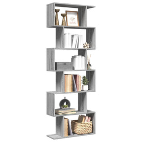 Vidaxl kamerscherm boekenkast 6-laags 70x24x193 cm hout grijs sonoma