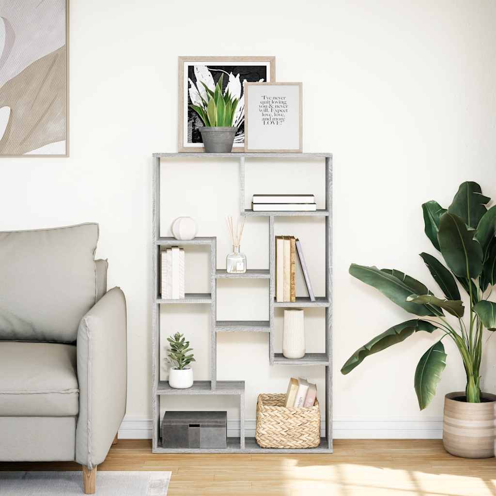 Vidaxl boekenkast 72x20x120,5 cm bewerkt hout grijs sonoma eikenkleurig