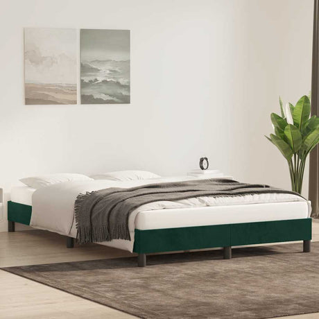 Vidaxl bedframe zonder matras 160x210 cm fluweel donkergroen