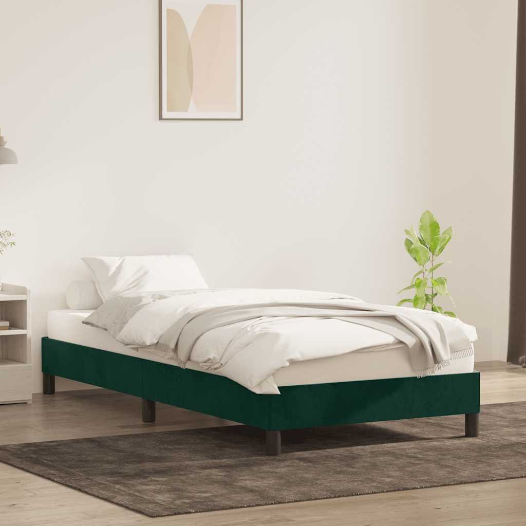 Vidaxl bedframe zonder matras 100x220 cm fluweel donkergroen
