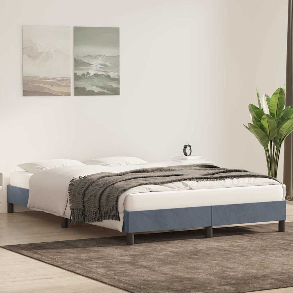 Vidaxl bedframe zonder matras 140x220 cm fluweel donkergrijs