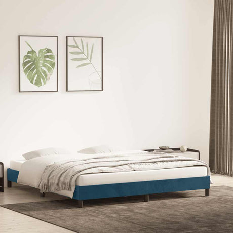 Vidaxl bedframe zonder matras 180x220 cm fluweel donkerblauw
